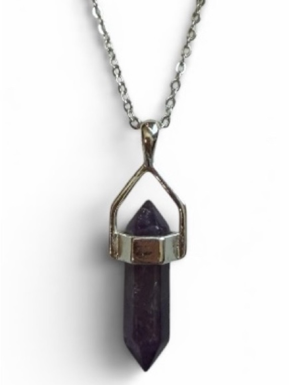 Amethyst Crystal Point Pendant Necklace - Purple - Picture 3 of 6